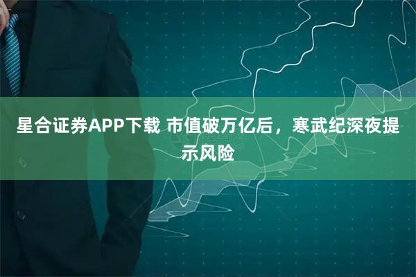星合证券APP下载 市值破万亿后,寒武纪深夜提示风险